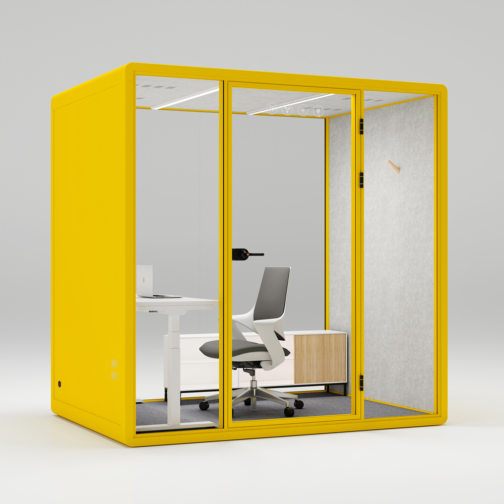 Офисные капсулы HongYe светло-желтого цвета для встреч на 5 человек