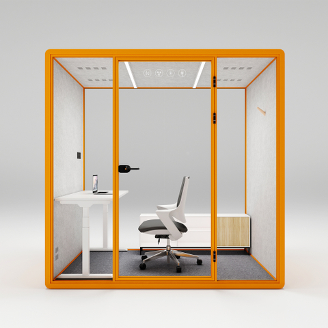 Офисные капсулы HongYe оранжевого цвета для встреч на 5 человек