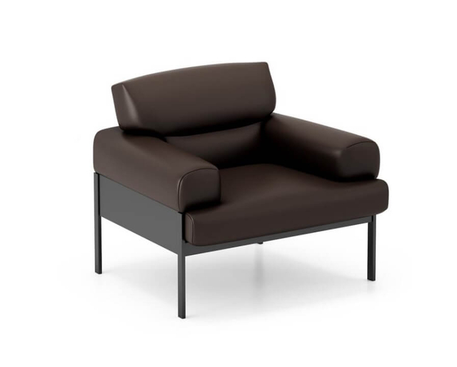 Коричневый кожаный модульный диван и кушетка для отдыха
