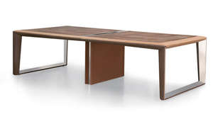 Роскошный современный деревянный стол для конференц-зала с кожей